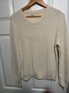 Ribbed Cream Crewneck Sweater